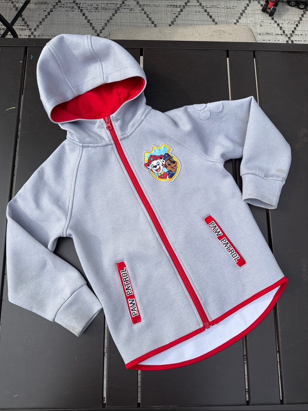PAW Patrol Light Gray & Red Hooded Fleece Jacket for Kids size 6